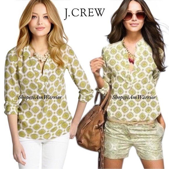 J.Crew RARE silk foulard print tunic popover blouse *shop@iamwarrior - Picture 1 of 9